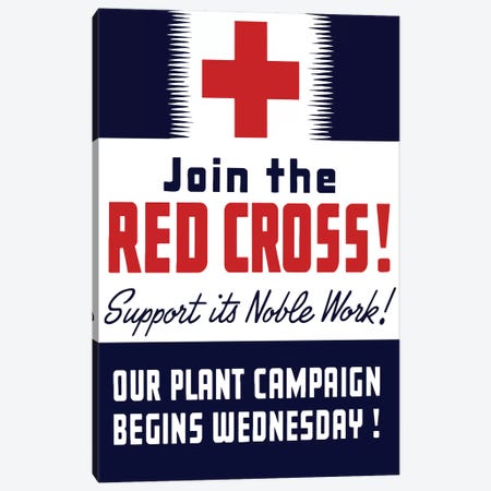 Vintage WWII Propaganda Poster Featuring A Red Cross Canvas Print #TRK121} by Stocktrek Images Canvas Art