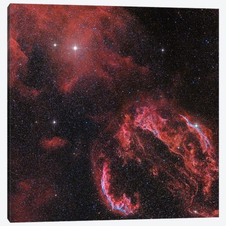 The Veil Nebula In The Constellation Cygnus Glows Red Canvas Print #TRK1225} by John Davis Art Print