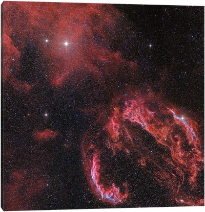 The Veil Nebula In The Constellation Cygnus Glows Red Canvas Art Print