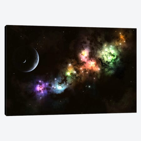 Artist's Concept Of Planet Carenteen, A Dwarf Planet Host To Beautiful Night Skies Canvas Print #TRK1233} by Kevin Lafin Art Print