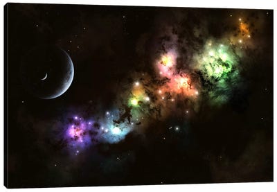 Artist's Concept Of Planet Carenteen, A Dwarf Planet Host To Beautiful Night Skies Canvas Art Print