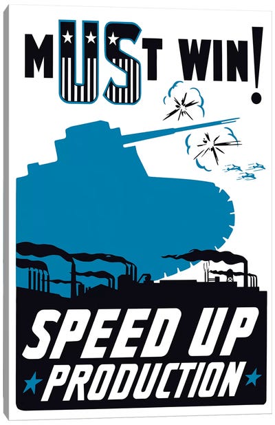 Vintage WWII Propaganda Poster II Canvas Art Print - Tank Art