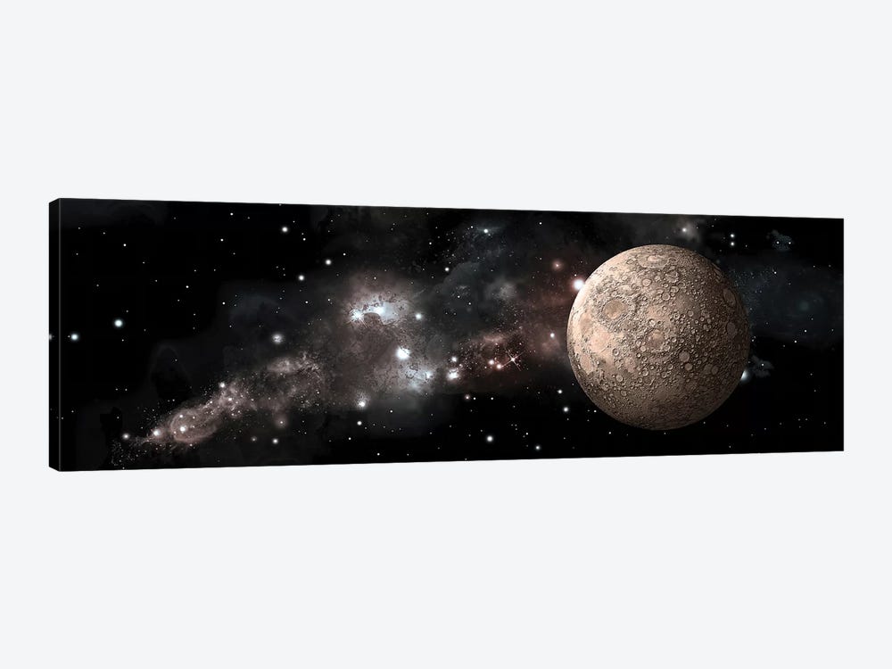 A Heavily Cratered Moon Alone In Deep Space by Marc Ward 1-piece Canvas Artwork