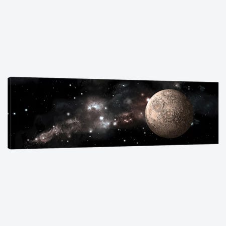 A Heavily Cratered Moon Alone In Deep Space Canvas Print #TRK1242} by Marc Ward Canvas Wall Art