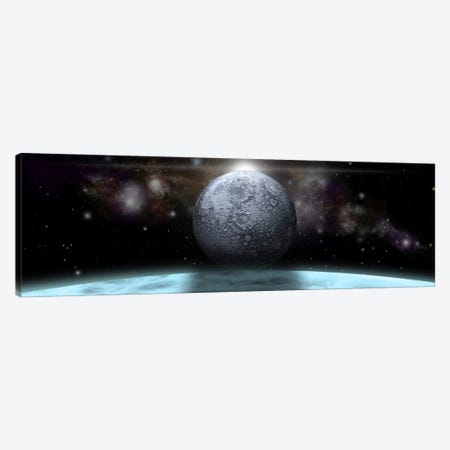 A Moon Rises Above A Stormy Gas Giant Planet Canvas Print #TRK1243} by Marc Ward Canvas Artwork