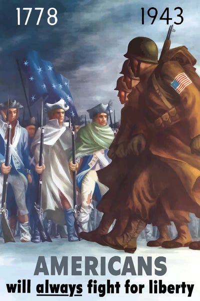 Stocktrek Images: War Poster Of American Infantryman Marching Past Minutemen by Stocktrek Images
