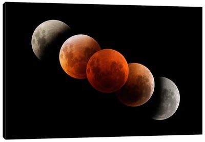 Composite Image Of Lunar Eclipse I Canvas Art Print - Stocktrek Images - Astronomy & Space Collection