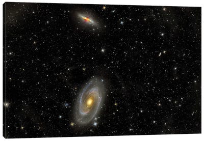 Cigar Galaxy And Bode's Galaxy In The Constellation Ursa Major Canvas Art Print