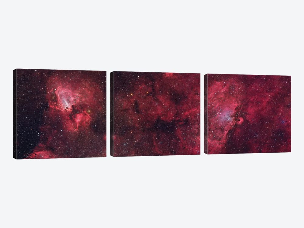 Eagle Nebula (M16) And Swan Nebula (M17) II by Roberto Colombari 3-piece Canvas Art Print