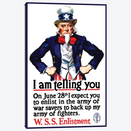 WWI Poster Of Uncle Sam Standing With His Hands On His Hips Canvas Print #TRK133} by Stocktrek Images Canvas Print