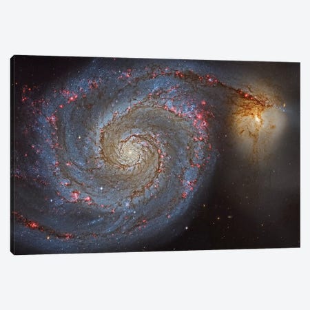 The Whirlpool Galaxy (NGC 5194) And Its Companion (NGC 5195) Canvas Print #TRK1344} by Roberto Colombari Canvas Artwork