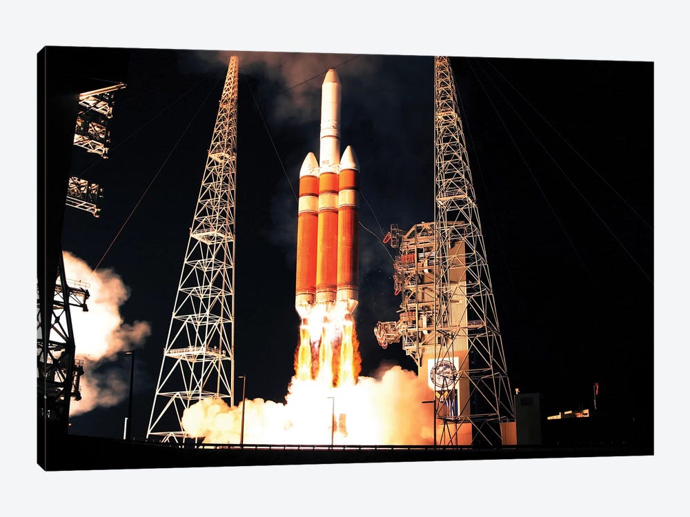 A Delta IV Heavy Rocket Lifts Off by Stocktrek Images 1-piece Art Print
