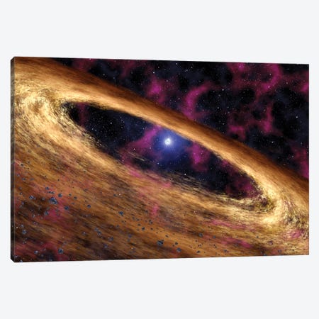 A Type Of Dead Star Called A Pulsar And The Surrounding Disk Of Rubble Canvas Print #TRK1410} by Stocktrek Images Art Print