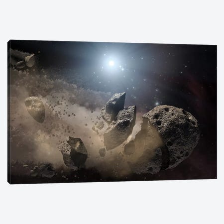 A White Dwarf Star Surrounded By A Disintegrating Asteroid Canvas Print #TRK1414} by Stocktrek Images Canvas Wall Art