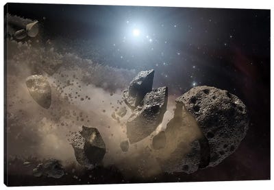 A White Dwarf Star Surrounded By A Disintegrating Asteroid Canvas Art Print