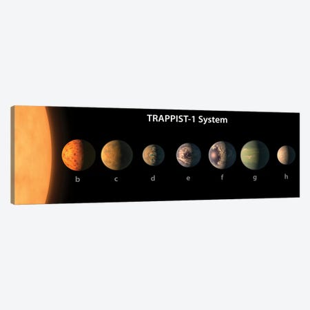 An Artist's Illustration Of What TRAPPIST-1's Seven Planets Might Look Like Canvas Print #TRK1417} by Stocktrek Images Canvas Wall Art