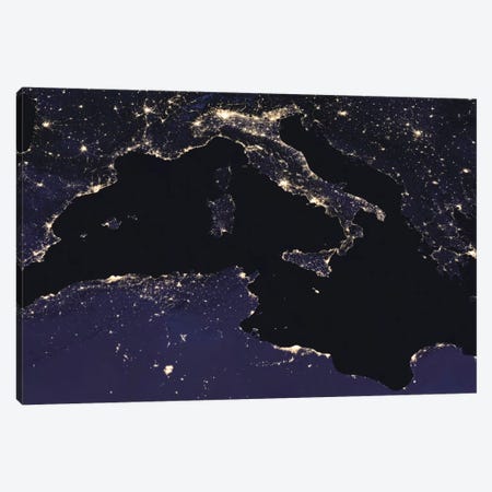 City Lights Of Italy As Seen From Space Canvas Print #TRK1439} by Stocktrek Images Art Print