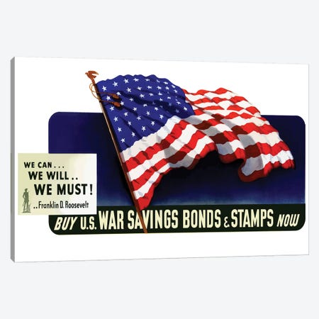 WWII Poster Buy US War Savings Bonds & Stamps Now Canvas Print #TRK143} by Stocktrek Images Canvas Artwork