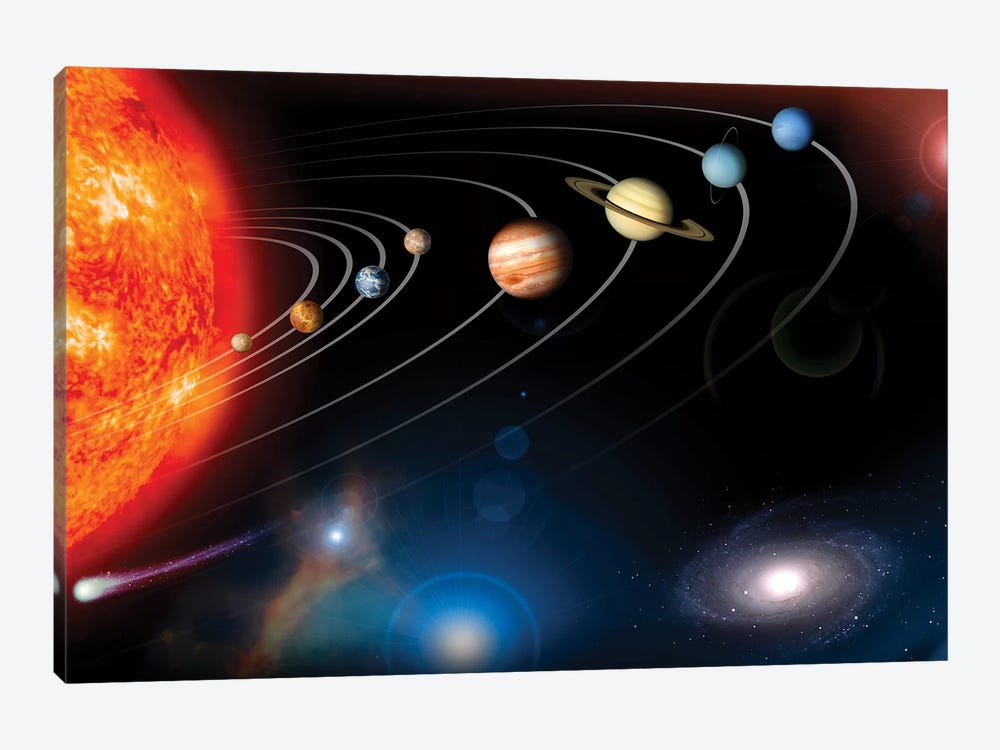 Digitally Generated Image Of Our Solar System And Points Beyond by Stocktrek Images 1-piece Art Print