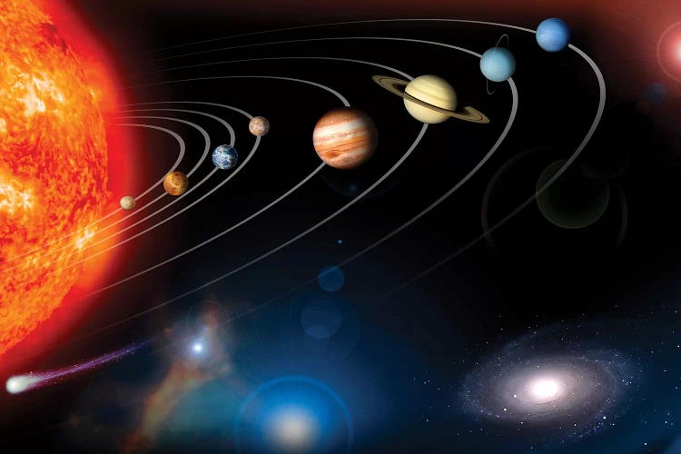 Digitally Generated Image Of Our Solar System And Points Beyond by Stocktrek Images wall art