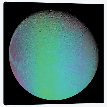 False Color View Of Saturn's Moon Dione Canvas Print #TRK1464} by Stocktrek Images Art Print