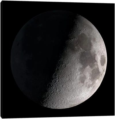 First Quarter Moon Canvas Art Print - Stocktrek Images - Astronomy & Space Collection