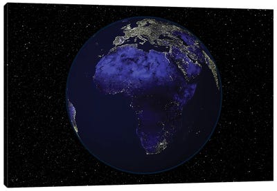 Full Earth At Night Showing Africa And Europe Canvas Art Print - Globes