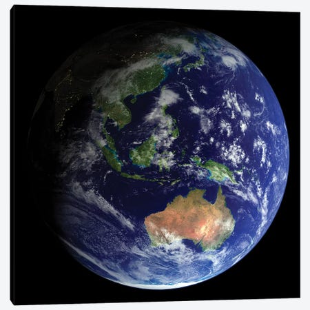 Full Earth From Space Showing Australia Canvas Print #TRK1474} by Stocktrek Images Canvas Artwork