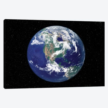 Fully Lit Earth Centered On North America Canvas Print #TRK1483} by Stocktrek Images Canvas Artwork