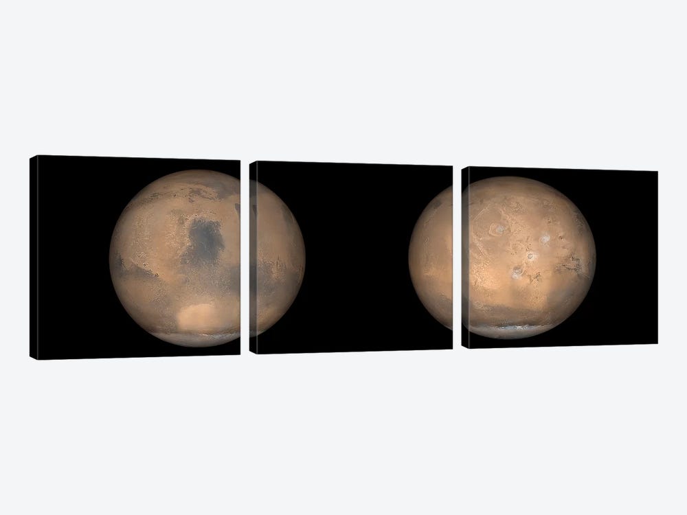 Global Views Of Mars In Late Northern Summer by Stocktrek Images 3-piece Canvas Wall Art