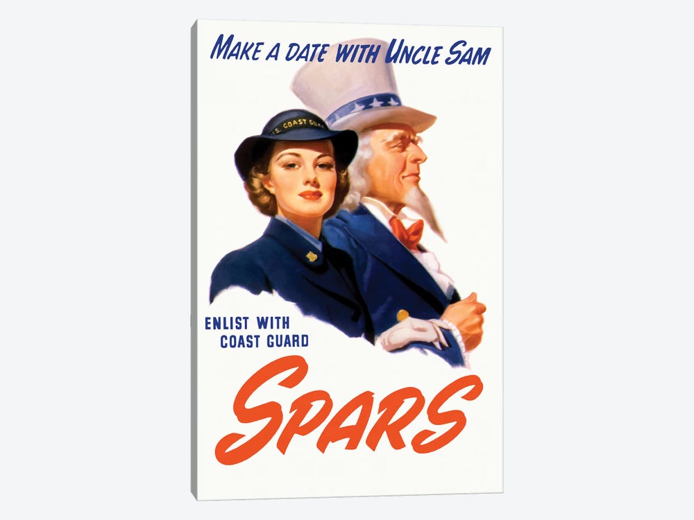 WWII Poster Of A Female Coast Guard Cadet And Uncle Sam by Stocktrek Images 1-piece Canvas Art Print