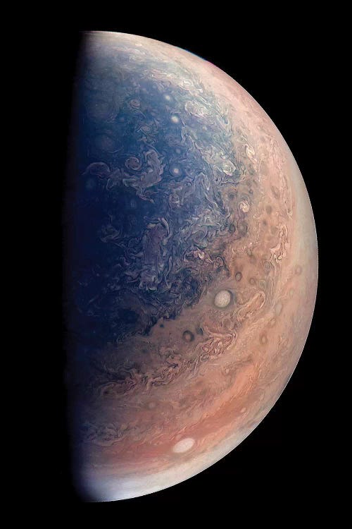 Planet Jupiter's South Pole Showing Oval Storms I