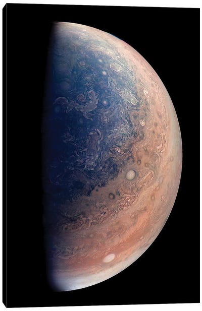 Planet Jupiter's South Pole Showing Oval Storms I Canvas Art Print - Jupiter Art