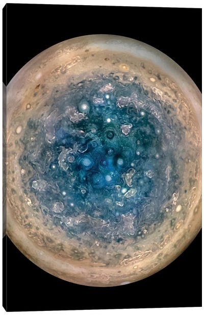 Planet Jupiter's South Pole Showing Oval Storms II Canvas Art Print - Jupiter Art