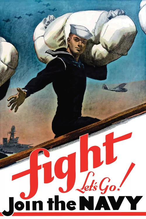 WWII Poster Of A United States Sailor Heading Off To War