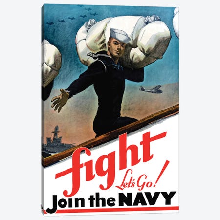 WWII Poster Of A United States Sailor Heading Off To War Canvas Print #TRK156} by Stocktrek Images Canvas Artwork