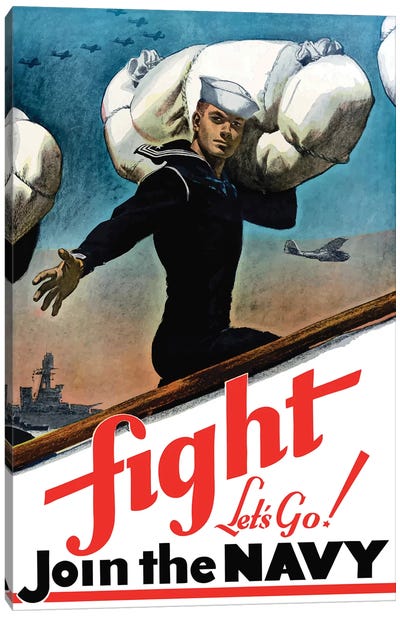 WWII Poster Of A United States Sailor Heading Off To War Canvas Art Print