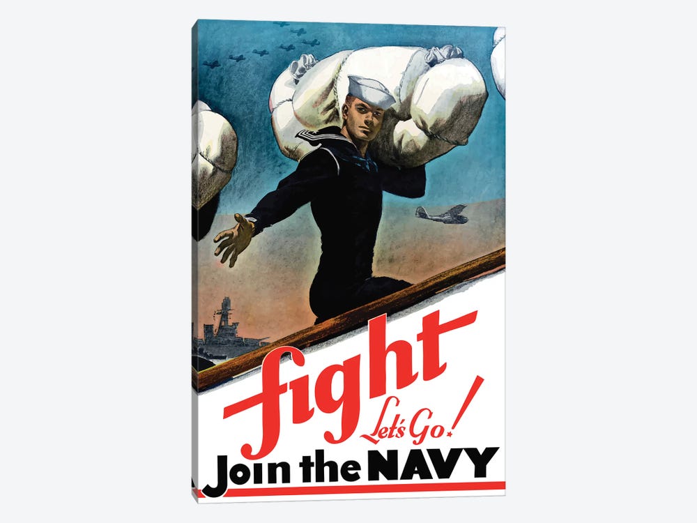 WWII Poster Of A United States Sailor Heading Off To War by Stocktrek Images 1-piece Canvas Print