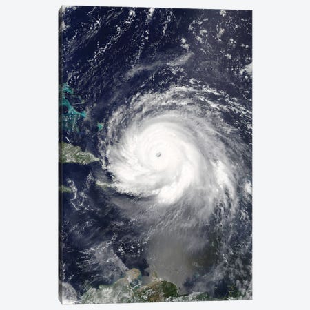 Satellite View Of Hurricane Irma Over Puerto Rico And Hispaniola Canvas Print #TRK1579} by Stocktrek Images Canvas Art