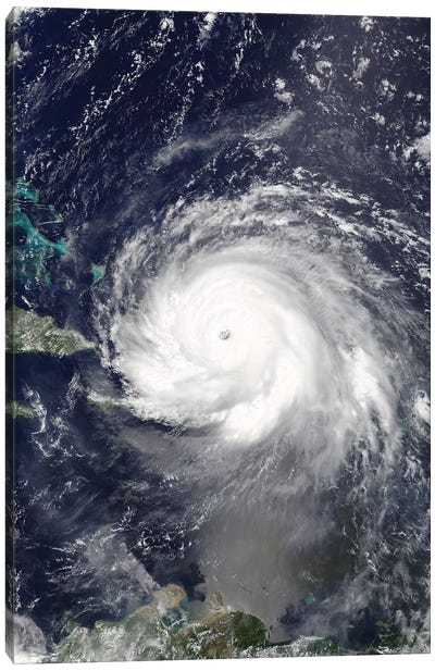 Satellite View Of Hurricane Irma Over Puerto Rico And Hispaniola Canvas Art Print - Puerto Rico