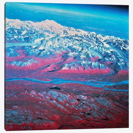 Satellite View Of Mount McKinley, Alaska Canvas Print #TRK1600} by Stocktrek Images Canvas Artwork