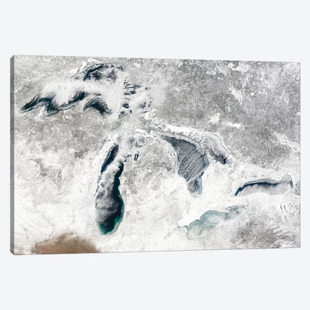 Satellite View Of The Great Lakes, USA I Canvas Print #TRK1633} by Stocktrek Images Canvas Art Print