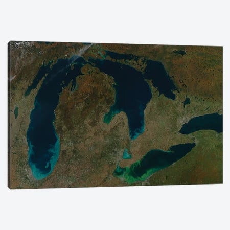 Satellite View Of The Great Lakes, USA II Canvas Print #TRK1634} by Stocktrek Images Canvas Wall Art