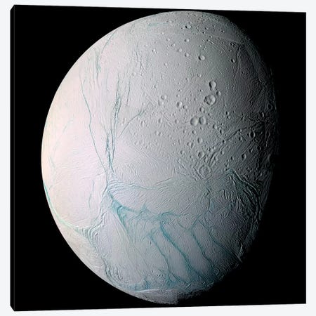 Saturn's Moon Enceladus I Canvas Print #TRK1644} by Stocktrek Images Canvas Art Print