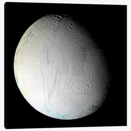 Saturn's Moon Enceladus II Canvas Print #TRK1645} by Stocktrek Images Canvas Art Print