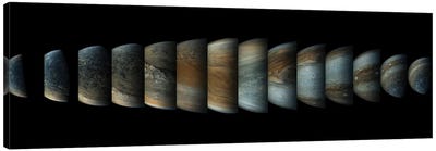 Sequence Of 14 Color Enhanced Images Of Planet Jupiter Taken From The Juno Spacecraft Canvas Art Print - Jupiter Art