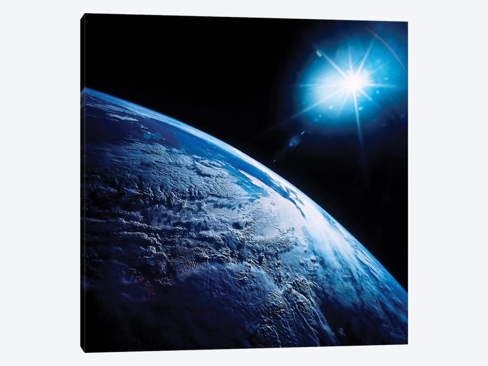 Shining Star Over Earth by Stocktrek Images 1-piece Canvas Art