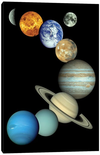 Solar System Montage Canvas Art Print - Saturn Art
