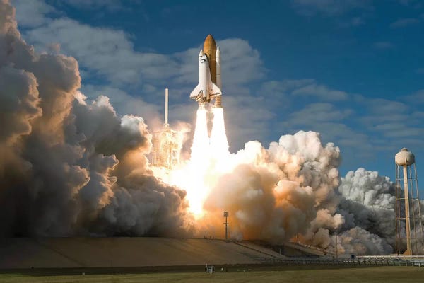 By Air: Space Shuttle Atlantis Lifts Off From Its Launch Pad At Kennedy Space Center, Florida II by Stocktrek Images