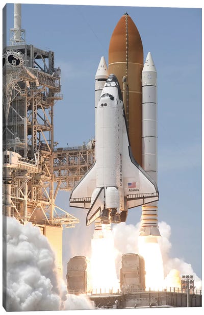Space Shuttle Atlantis Lifts Off From Its Launch Pad At Kennedy Space Center, Florida V Canvas Art Print - Space Shuttle Art
